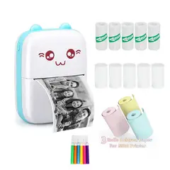 GENERICO - Mini Impresora Térmica Gatita Bluetooth + 13 Rollos + 6 Marcadores
