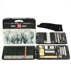 GENERICO - Set de Dibujo Profesional con 70 Accesorios Caja de Metal