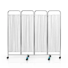 SDFIT - Biombo Clínico de 4 Cuerpos Acero Inoxidable Alto 180 cm – Sección 60 cm – Blanco JD-FS02