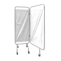 SDFIT - Biombo Clínico de 2 Cuerpos Acero Inoxidable Alto 180 cm – Sección 60 cm – Blanco JD-FS01-1