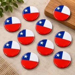 GENERICO - Set 30 Chapitas Bandera de Chile 3.8cm Fiestas Patrias