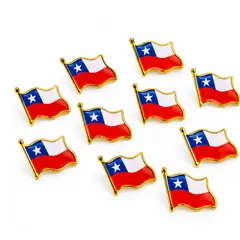 GENERICO - Set 12 Pines Piocha Bandera de Chile Metálicos para Fiestas Patrias