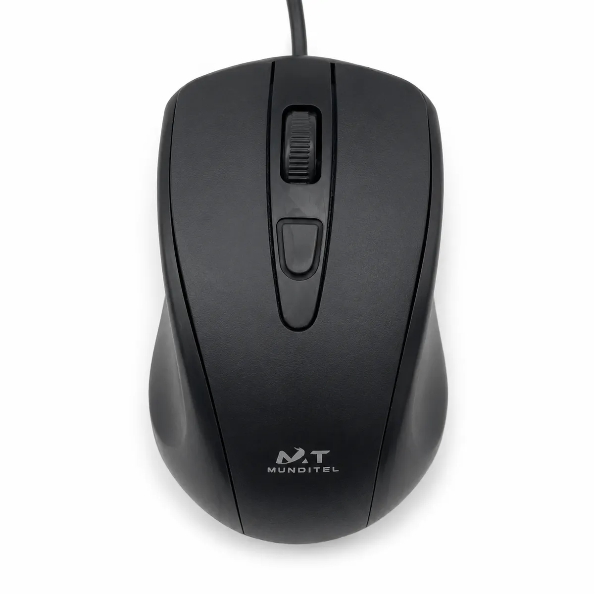 MUNDITEL - Mouse Óptico con Cable USB 1600 DPI 4 Botones Negro para PC y Notebook