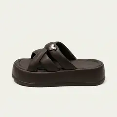 MD - Sandalia Plataforma Mujer Fucsia Tiras Cruzadas Corazón Chala