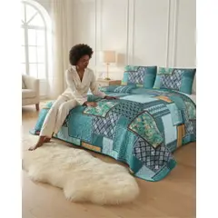 MYLHOGAR - Cubrecama Quilt de Verano King Delgado Ultra Liviano + 2 Almohadas
