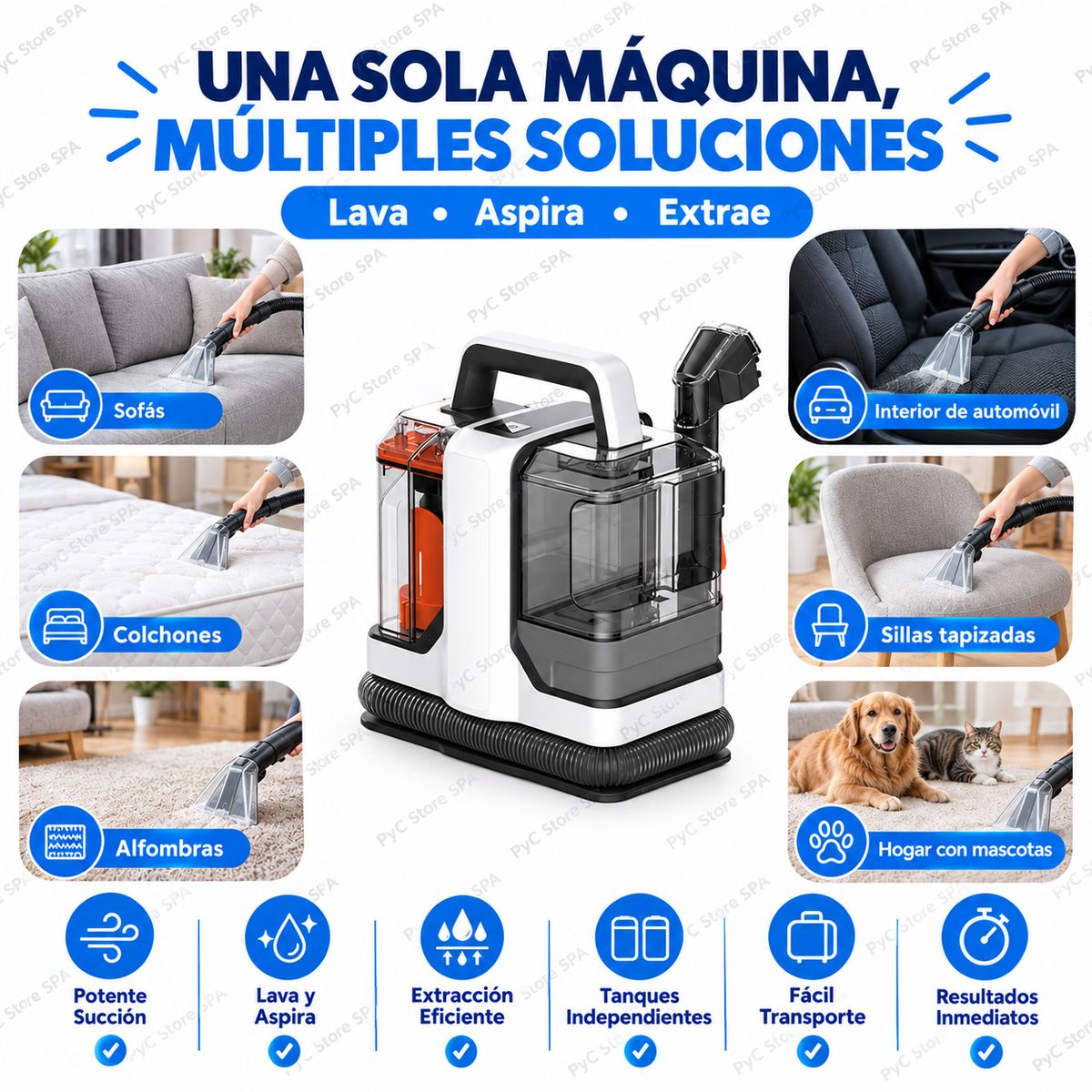 MOVI - Aspiradora Lavadora de Tapices | Elimina Manchas y Olores