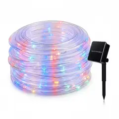 GENERICO - Manguera LED Solar 20 Metros 200 Luces Luz Multicolor