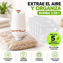 MOVI - Bomba Vacio para Bolsas Compresoras E Inflador 2 en 1