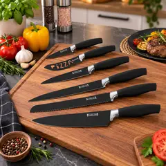 GENERICO - Set 7 Cuchillos de Cocina Antiadherentes con Pelador