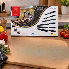 GENERICO - Kit 7 Piezas Cuchillos Antiadherentes para Cocina con Pelador