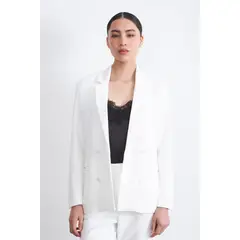 NICOPOLY - Blazer Básico de Tope Blanco Mujer