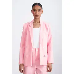 NICOPOLY - Blazer Básico de Tope Rosado Mujer