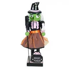 DULCE RESPLANDOR - Cascanueces Madera Brujita Halloween (25 cm) más banderines