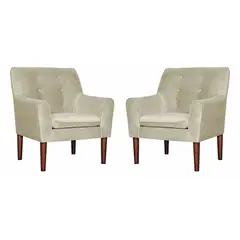 MASEL - Set 2 Poltronas Bergen Felpa Beige 78 x 70 x 98