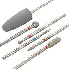 GENERICO - Set 6 Fresas (5 Diamantadas + 1 Silicona) para Torno de Uñas Manicure Rusa