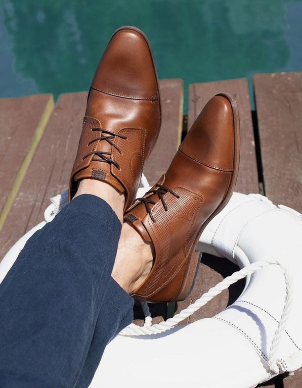 Zapatos Formal Casual Hombre Cuero Marolles Brandy