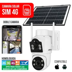 BAZUCA - Camara Chip Sim 4g Solar Sim Homologada Doble Lente 6mp Ptz 360° Exterior Blanco