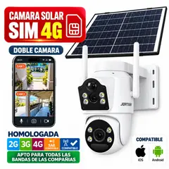 BAZUCA - Camara Seguridad Exterior Solar 4g Lte Sim Homologada Doble Lente 6mp Exterior Impermeable