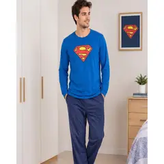 MYLHOGAR - Pijama Hombre Talla M Manga Larga Estampado Frontal Suave