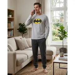 MYLHOGAR - Pijama Hombre Talla M Manga Larga Estampado Frontal Suave