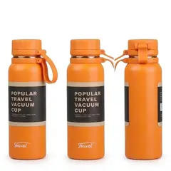 TRAVEL BLUE - Botella Térmica Termo 650 ml Antiderrame Frío Calor Hermética Gym Camping Termo Aventura Asa Agarrad