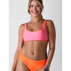 DAIKIRI BIKINIS - Bikini Daikiri Mujer Deportivo Ajustable Rosa con Naranja Protección UV50+