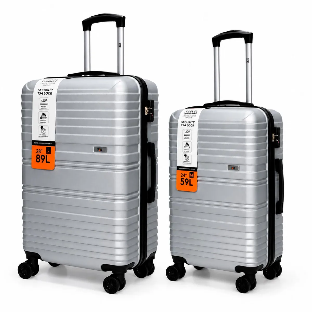 NORTH PAK - Set 2 Maletas Northpak Resistente Ultraliviana 24"+28" Plata