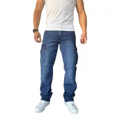 MOSAICO - Jeans Cargo Recto Elasticado Stragth Fit Focalizado