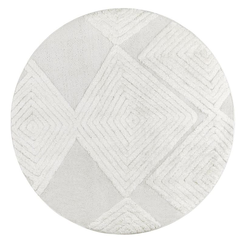 MODA ALFOMBRAS - Alfombra Redonda Palafito Blanca 240 X 240 Cm
