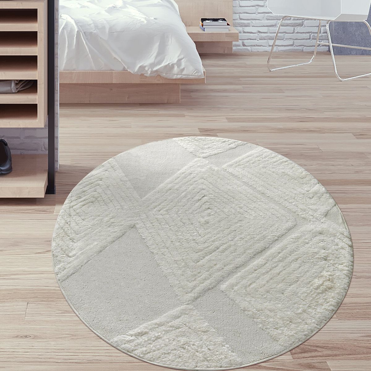 MODA ALFOMBRAS - Alfombra Redonda Palafito Blanca 240 X 240 Cm