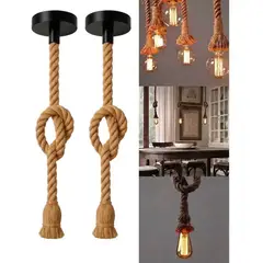 IRM - Lampara De Techo Pack 2 Colgante Cuerda De Yute Natural Decoracion Rustica E27 220V