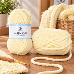 GENERICO - Set 6 Ovillo Lana Super Soft 100g Amarillo Suave para Tejidos
