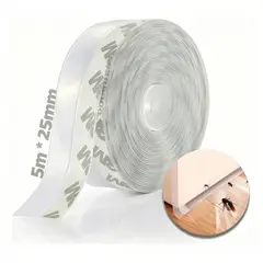 GENERICO - Burlete Autoadhesivo Transparente 5m x 25mm Sellador para Puertas y Ventanas