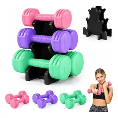 EVERSO - Set Mancuernas 6 Piezas Con Soporte 1, 2 Y 3 Kg Para Entrenamiento