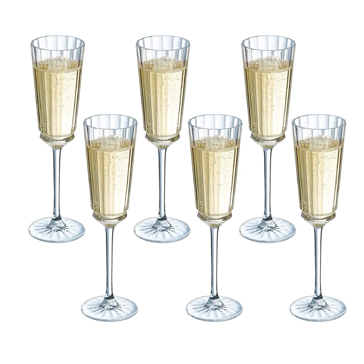 CRISTAL D'ARQUES - Set 6 Copas Champaña Cristal D'arques Macassar Flauta