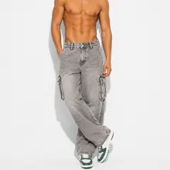 D'JOE - Pantalón Jeans Cargo Baggy Hombre