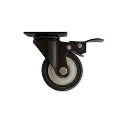 HBT - Pack de 4 Ruedas PU 75 mm 75 Kg Con Freno Negra
