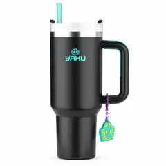 YAKU - Mug Térmico Lemuria Neon 1100 Ml Vaso Térmico Gran Capacidad Negro