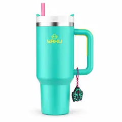 YAKU - Mug Térmico Lemuria Neon 1100 Ml Vaso Térmico Gran Capacidad Verde Menta