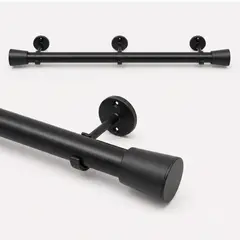 DECOR - Set Barra de Cortina Negro 240cm Tres Soportes