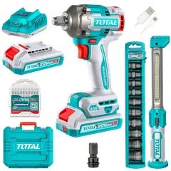 TOTAL TOOLS - Llave de impacto 405NM + Lampara + Accesorios Total