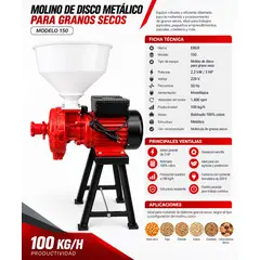ALTERNATIVE - Molino Moledor De Granos Secos Con Disco De Metal 3HP