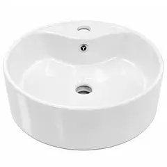 JOYTEK - Lavamanos Redondo Sobreponer Loza 4141 Blanco - 41x15 cm