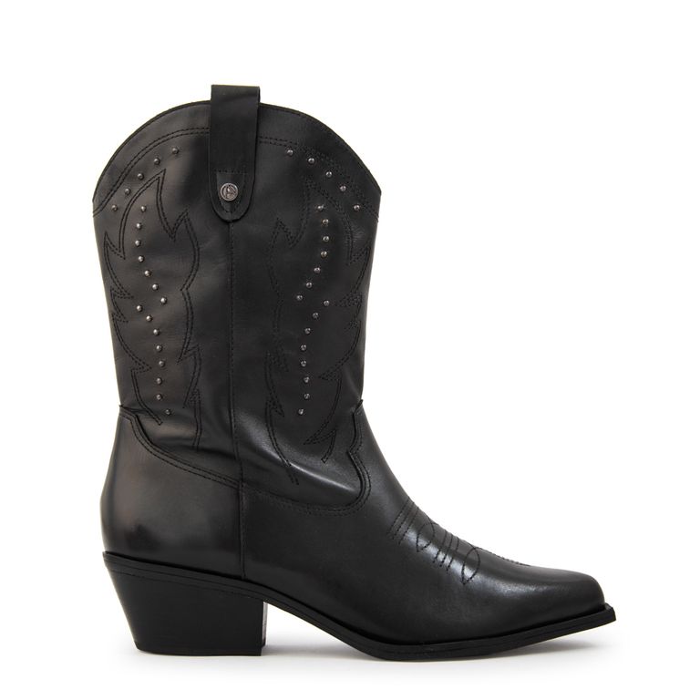 Bota vaquera cuero catalina negro
