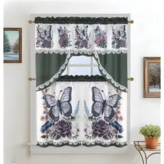 GENERICO - Set De Cortinas De Cocina 3 Piezas Diseño Elegante