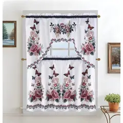 GENERICO - Set De Cortinas De Cocina 3 Piezas Diseño Elegante