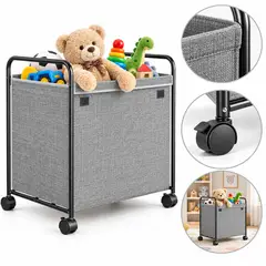 EVERSO - Organizador de Juguetes Infantil 60x42x59 cm con Tapa y Ruedas 360°