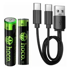 HOCO - Pack 2 Pilas Aaa Recargables Ja4 1.5v Litio Usb C