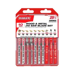 DIABLO - Set de 10 Hojas Sierra Caladora Madera Metal DJT10S