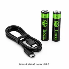 HOCO - Pack 2 Pilas AA Recargables Ja3 1.5v Litio Usb C